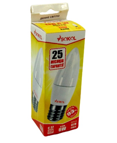 ����� ���������� C37 E27 6�� 4100� Sokol